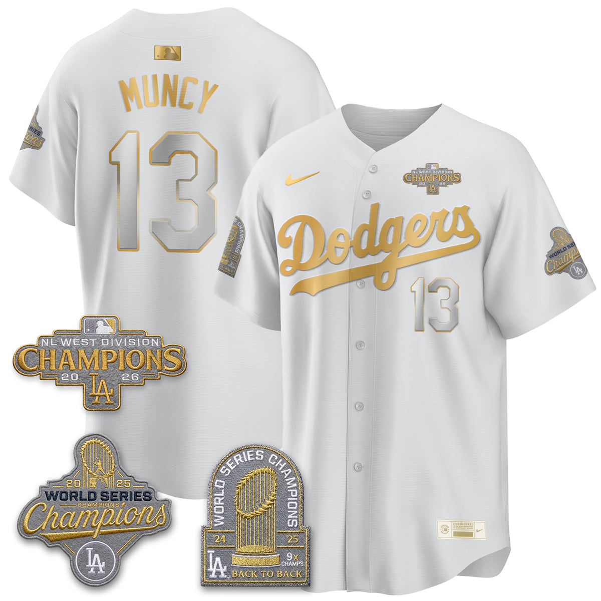 LAD 2026 NL West Champs Gold Vapor Jersey- Stitched