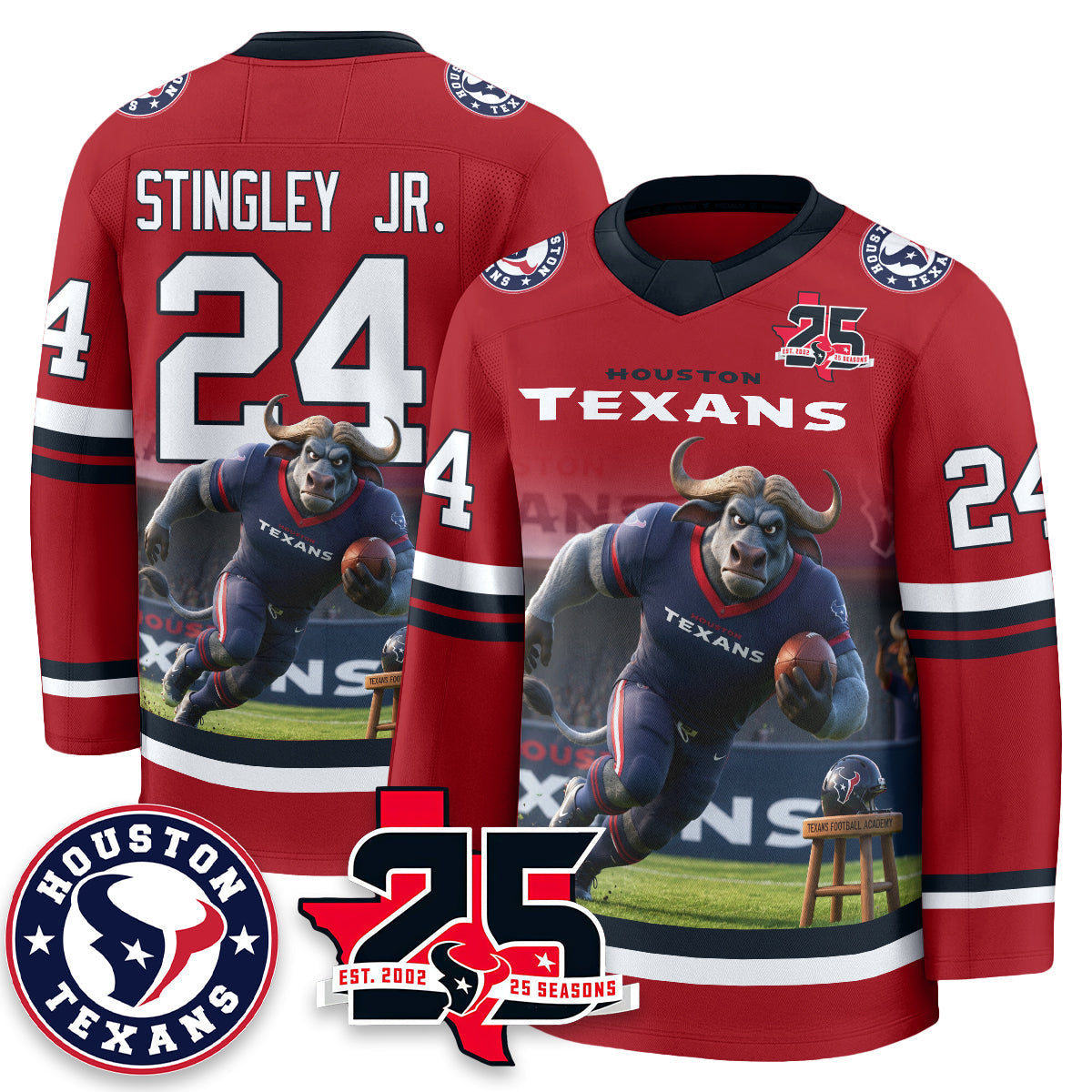 HOU x Bull Chief Edition Hockey Jersey - Printed