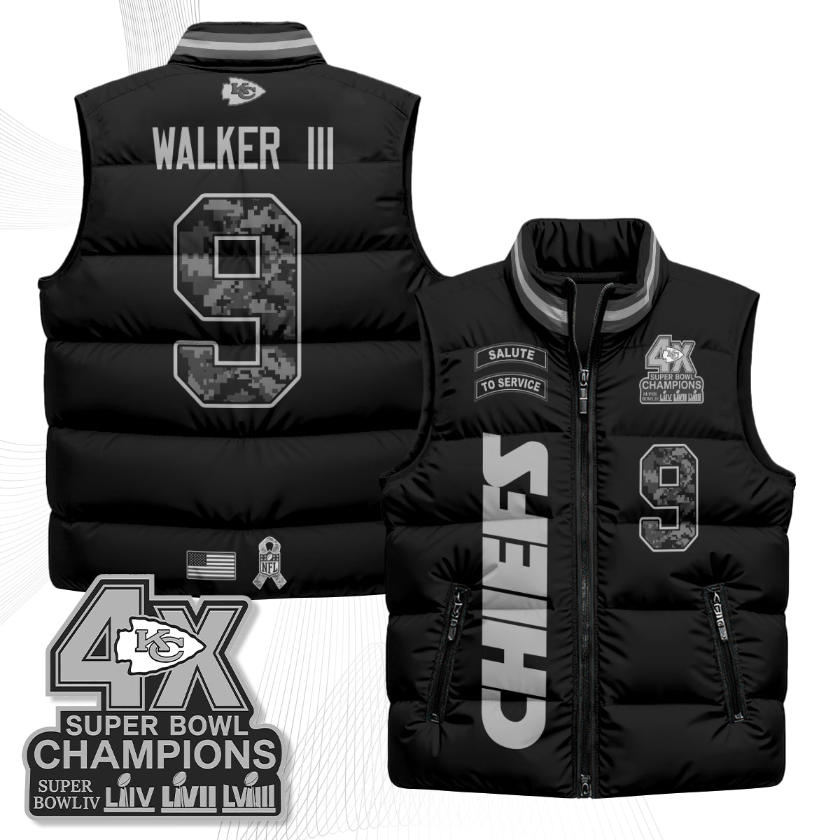 KC 2026 Salute to Service Puffer Vest - Printed