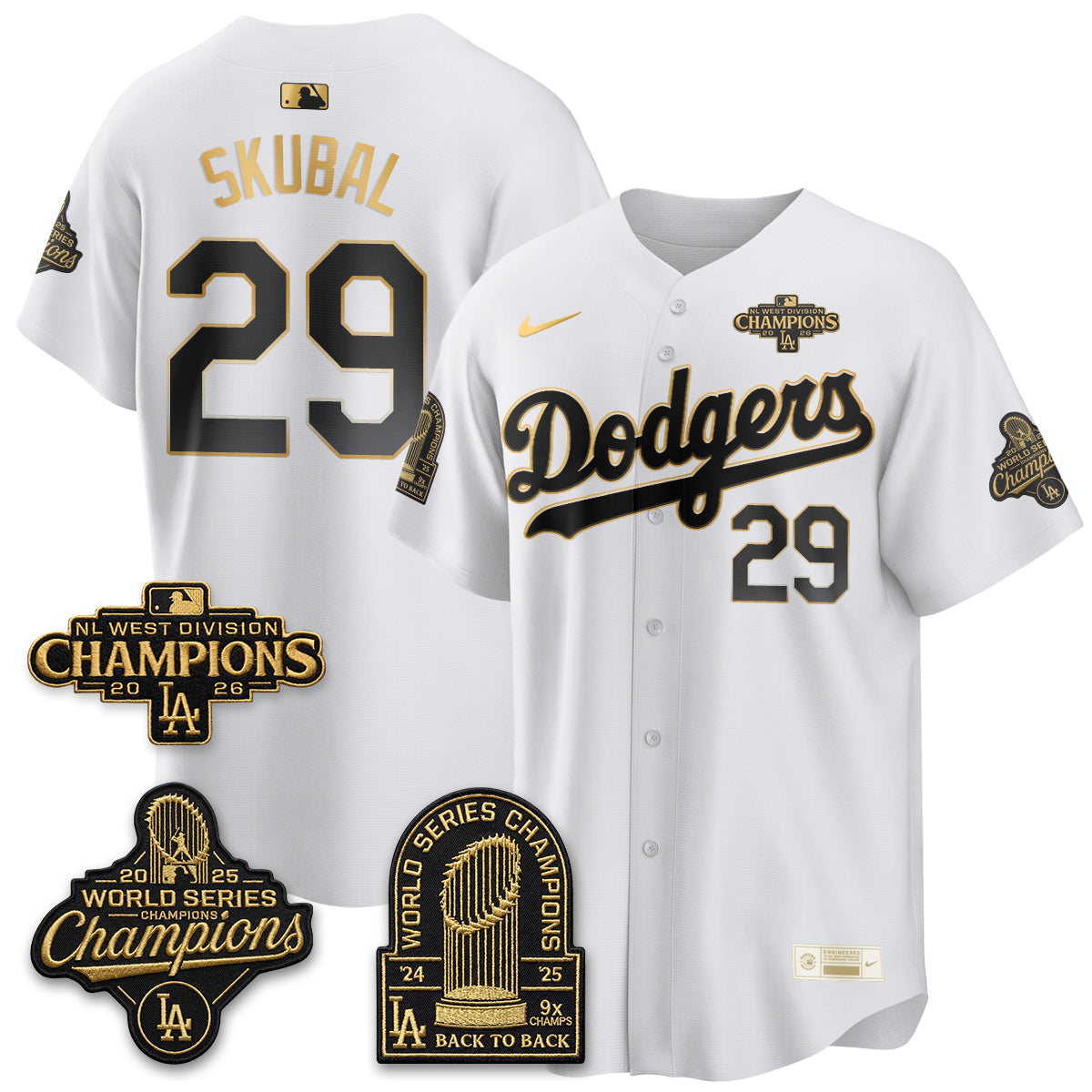 LAD 2026 NL West Champs Gold Vapor Jersey- Stitched