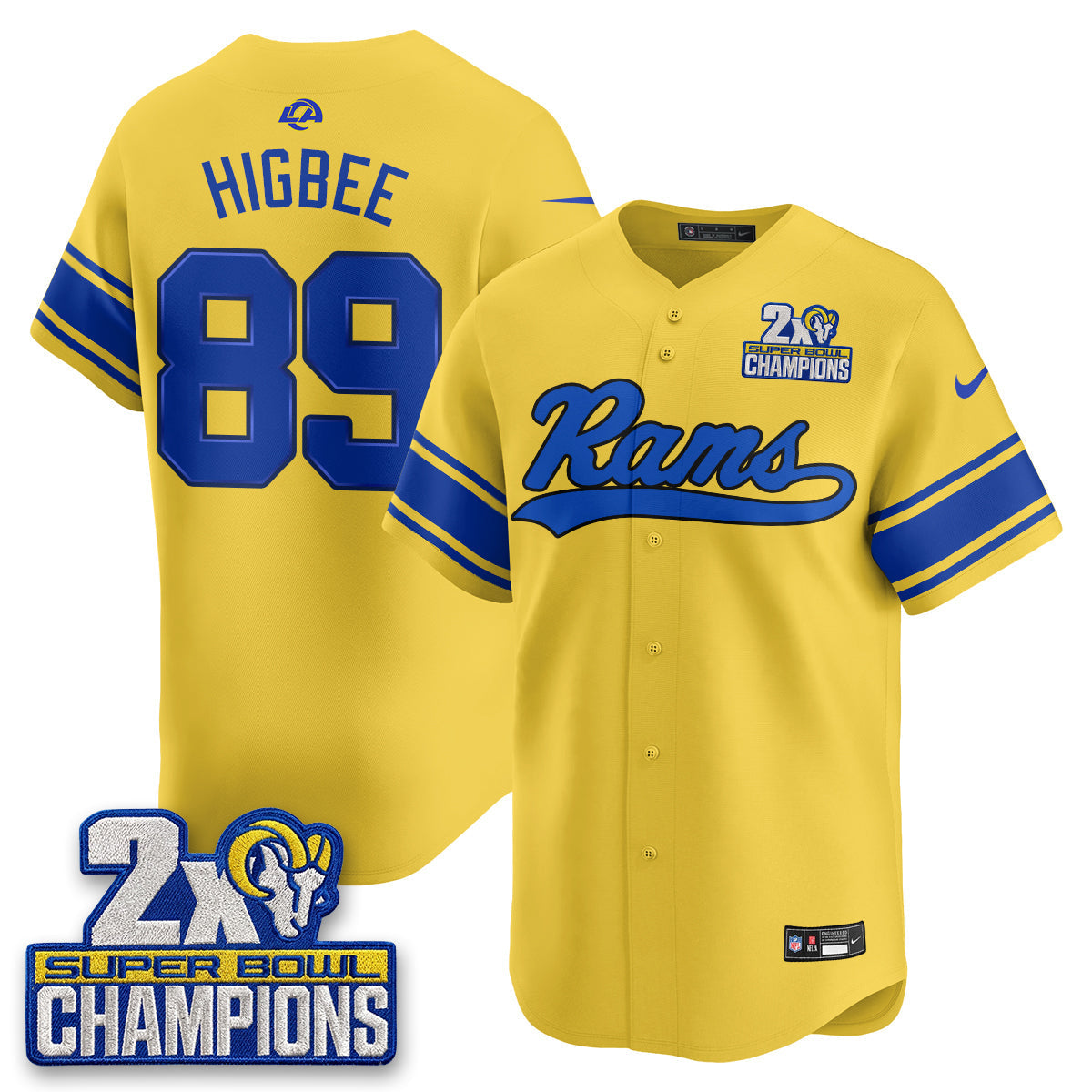 LAR 2X Champs Rivalries Baseball Vapor Jersey - Stitched