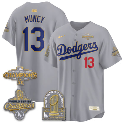 LAD 2026 NL West Champs Gold Vapor Jersey- Stitched