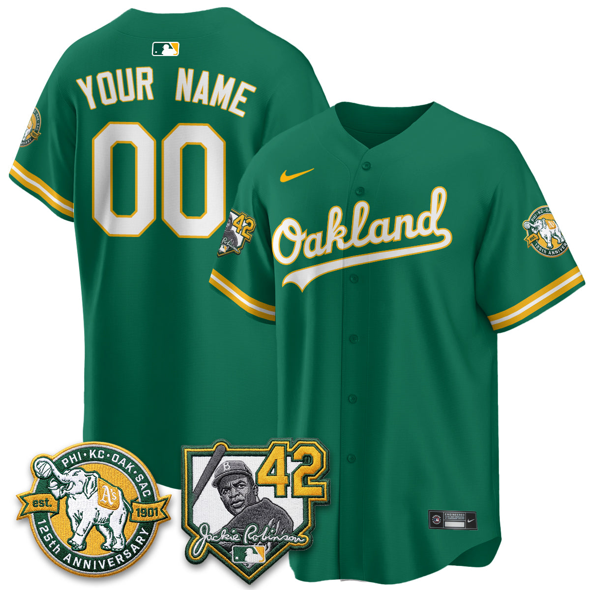OAK 2026 Jackie Robinson Day - Celebrating 125 Years Limited Custom Vapor Jersey - Stitched