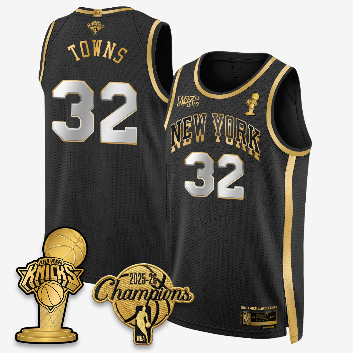 NYK 2026 NBA Champions Gold Edition Vapor Jersey - Stitched