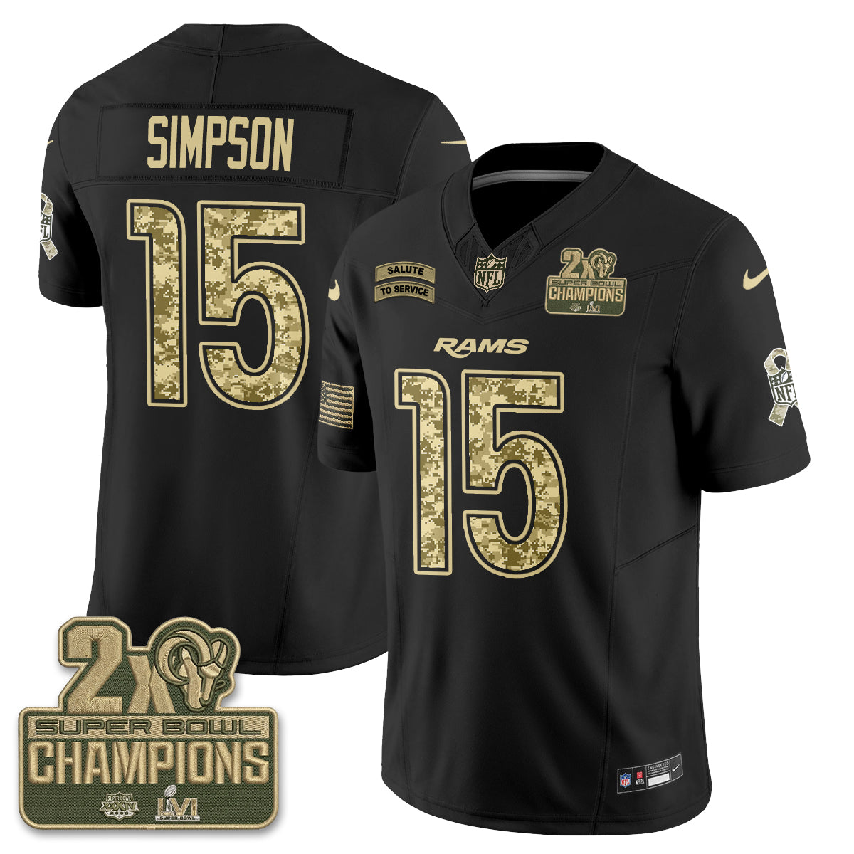 Los Angeles Rams 2026 Salute To Service Vapor Jersey V2- Stitched