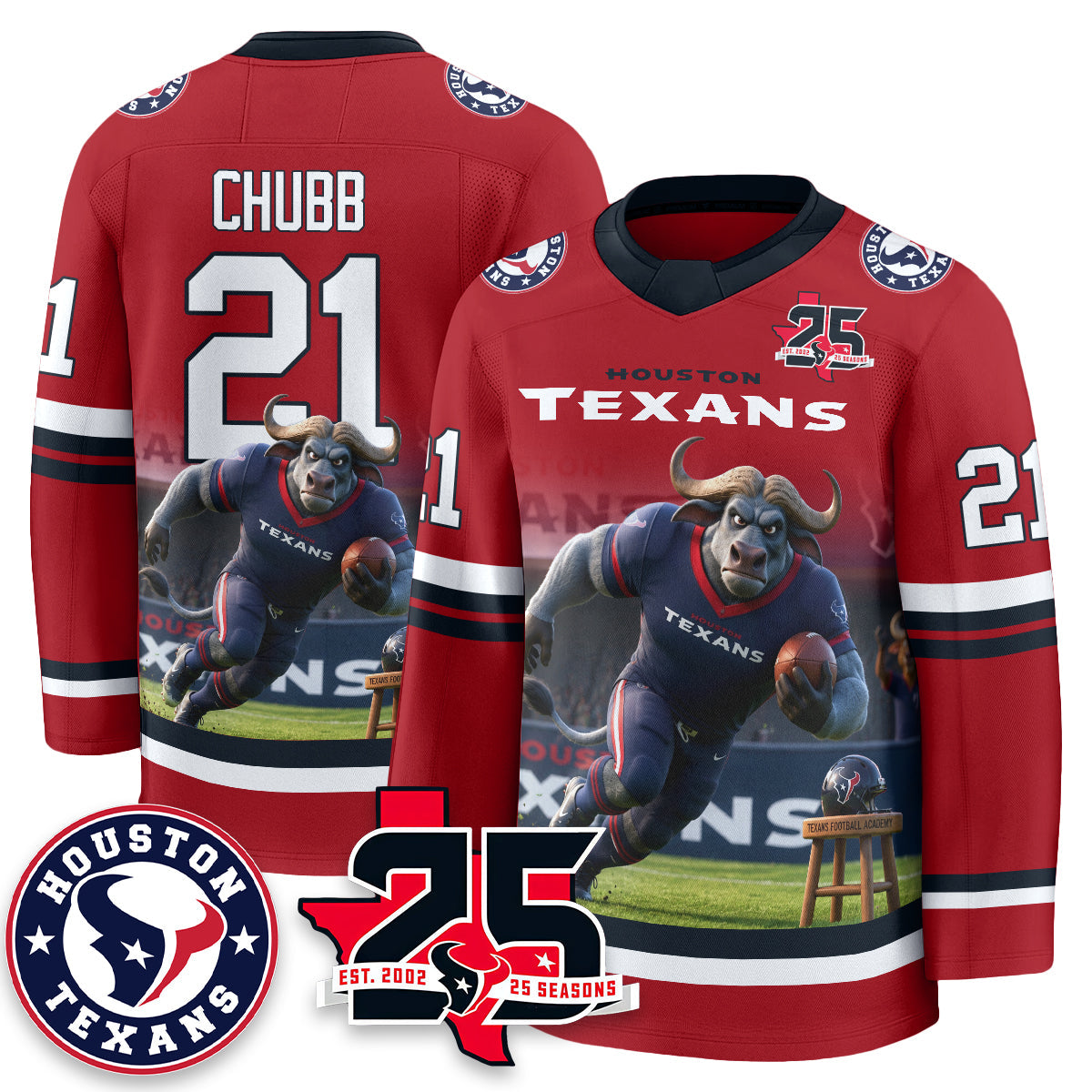 HOU x Bull Chief Edition Hockey Jersey - Printed