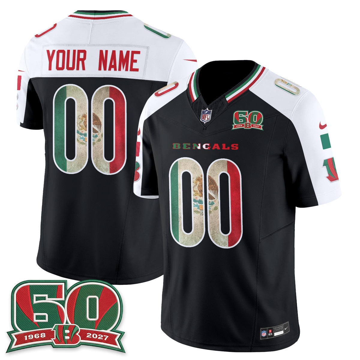 Cincinnati Bengals Mexico Edition Vapor Custom Jersey - Stitched