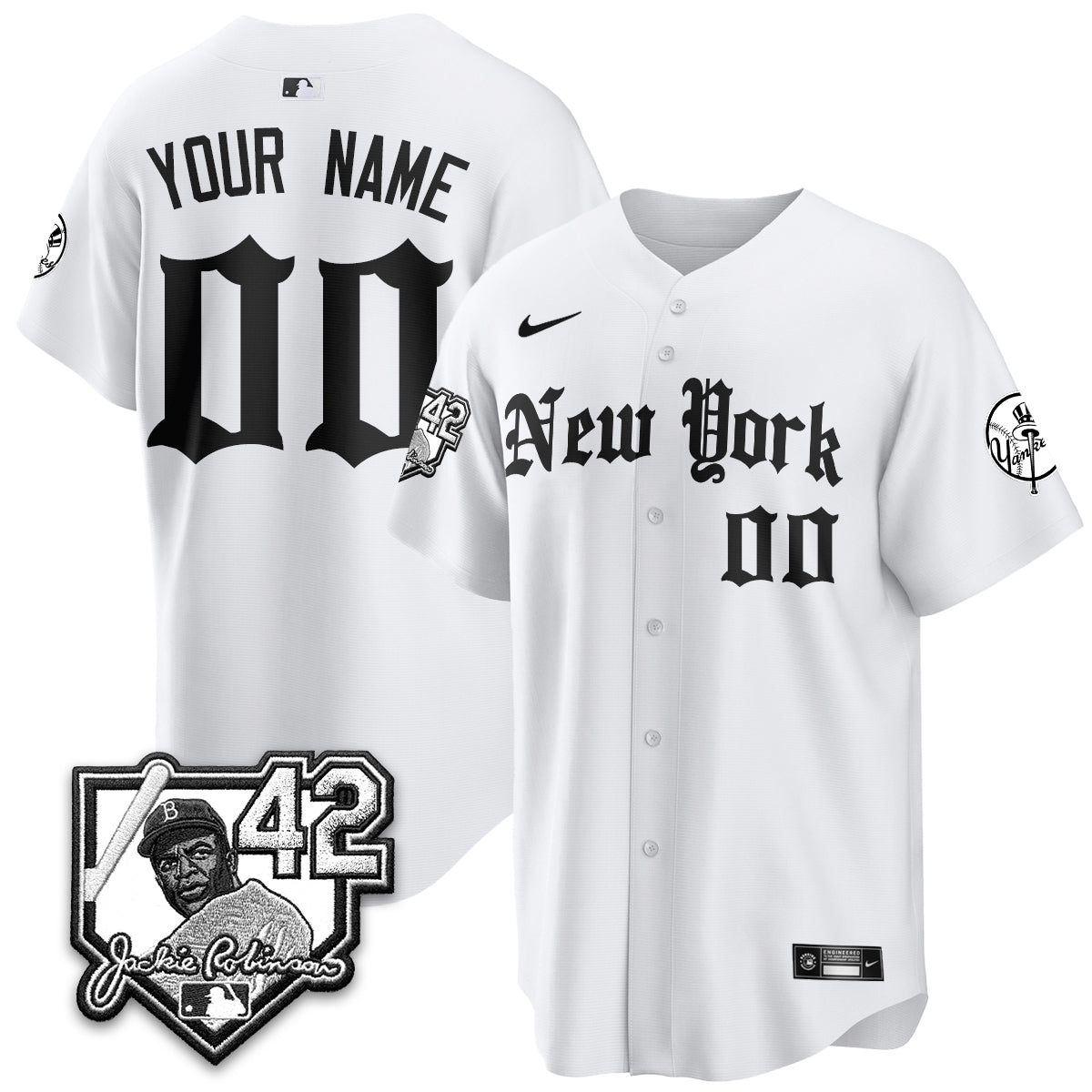 NYY 2026 Jackie Robinson Day Gothic Vapor Custom Limited Jersey - Stitched