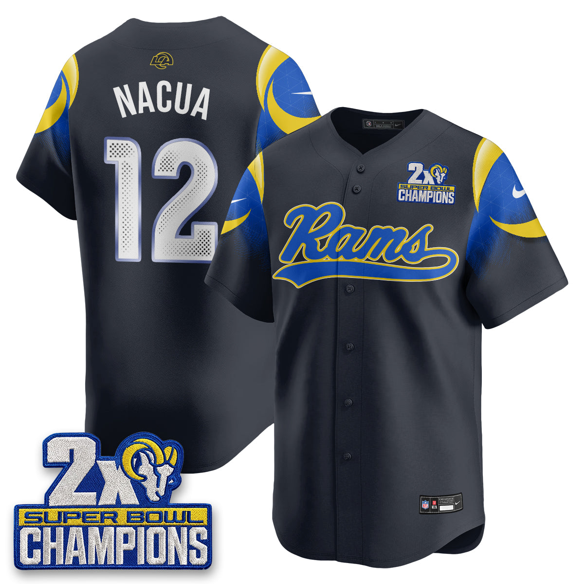 LAR 2X Champs Rivalries Baseball Vapor Jersey - Stitched
