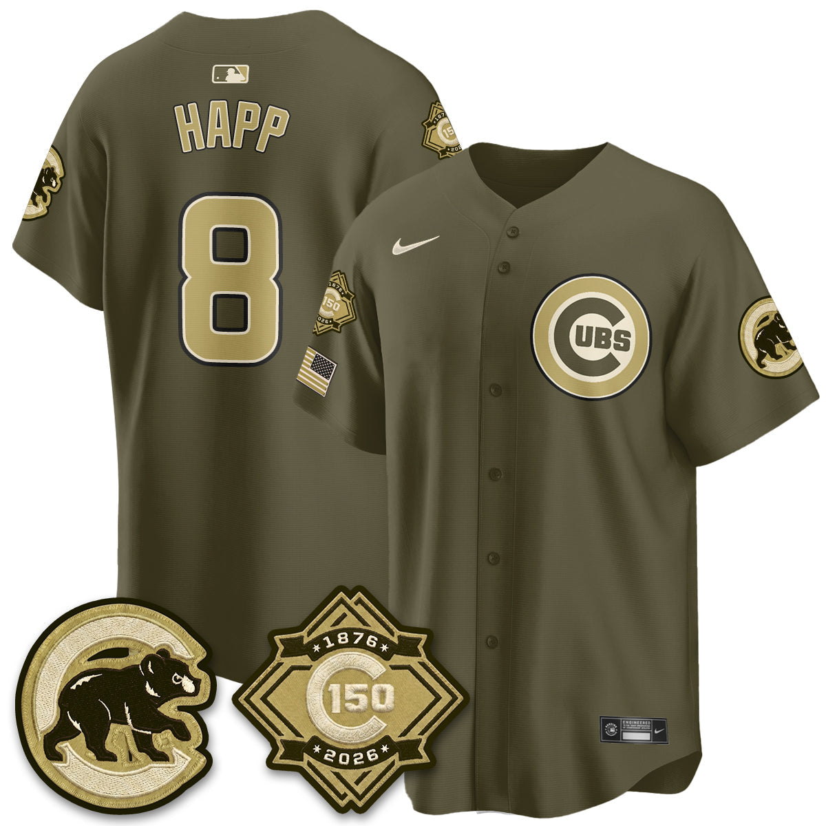 CHC New Era Olive 2026 Armed Forces Day Jersey -Stitched