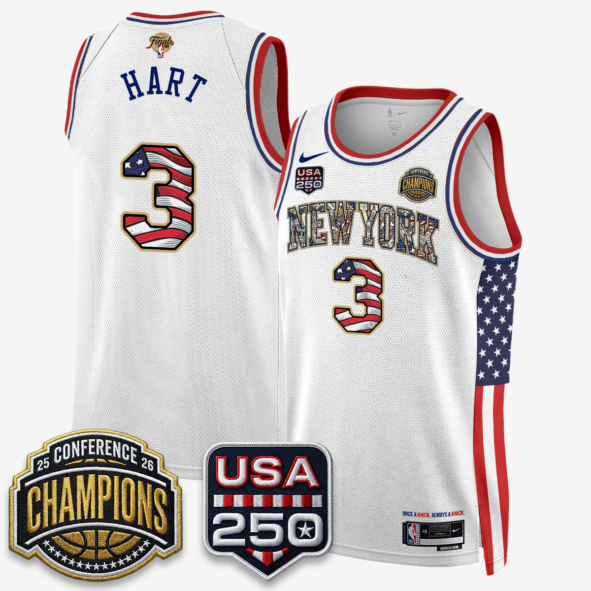 NYK 2026 NBA Eastern Conference Champions x Fourth of July Vapor Jersey - Stitched