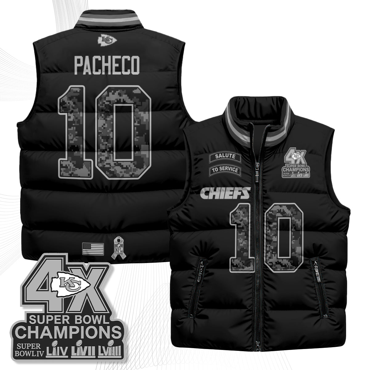 KC 2026 Salute to Service Puffer Vest - Printed