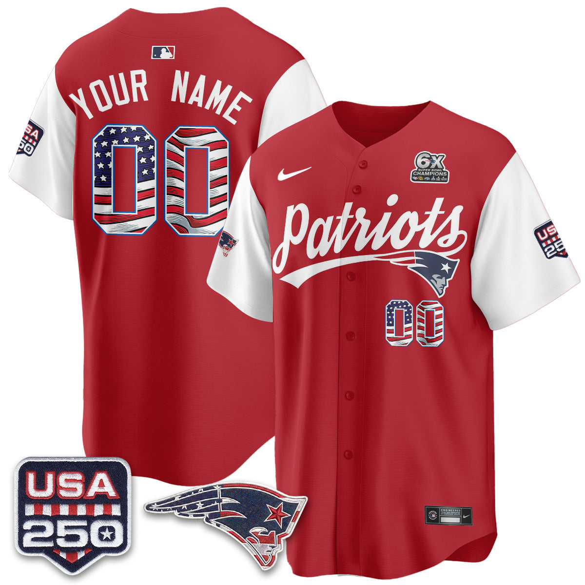 NE America Edition Vapor Custom Jersey - Stitched