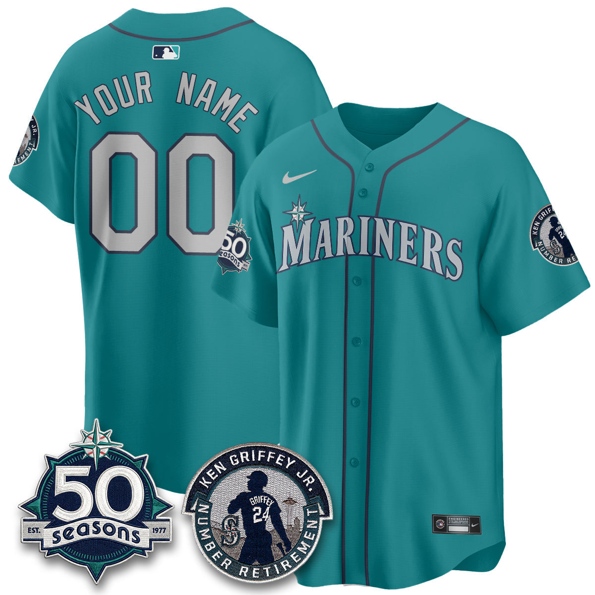 SEA Ken Griffey Jr. Patch Vapor Premier Limited Custom Jersey - Stitched