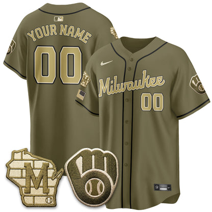 MIL New Era Olive 2026 Armed Forces Day Custom Jersey - Stitched