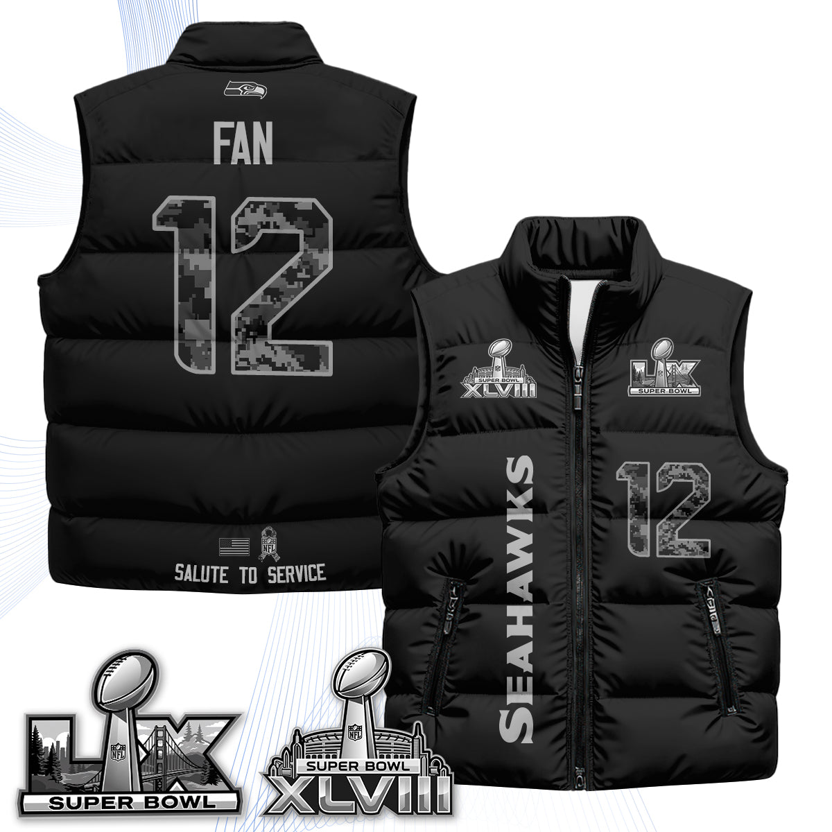 SEA 2026 Salute to Service Puffer Vest - Printed