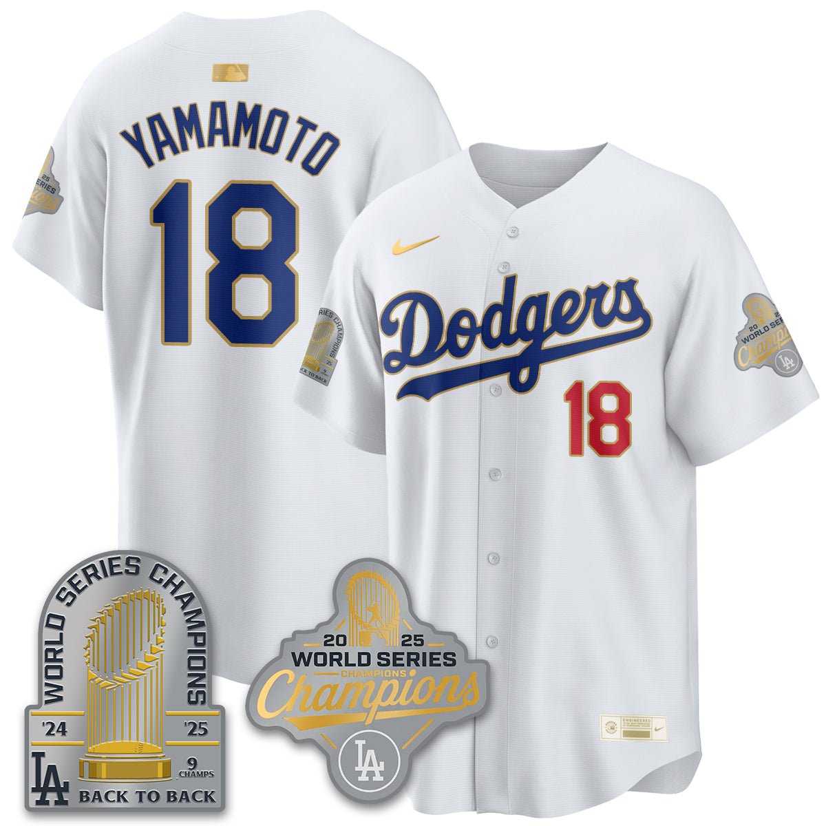 LAD Gold Collection Stadium Vapor Limited Jersey - 9x Champs - Stitched