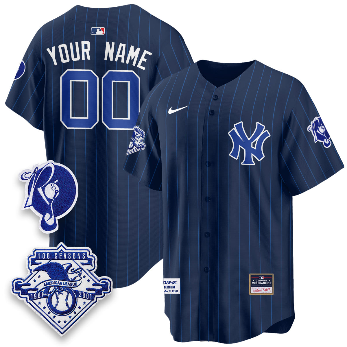 NYY x Jay Z Edition Vapor Custom Jersey - Stitched