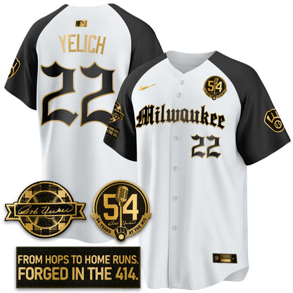 MIL Bob Uecker Patch Vapor Premier Limited Jersey - Gothic Edition - Stitched