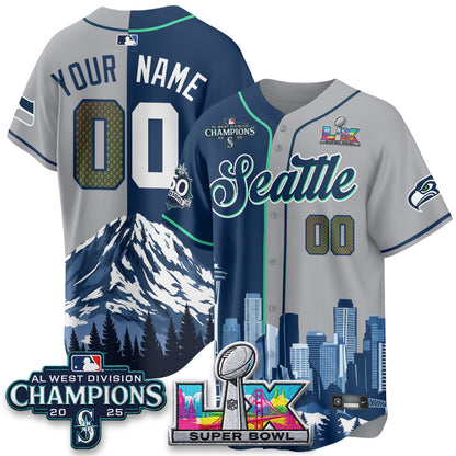Seattle City Mariners x Seahawks Edition Vapor Custom Jersey - Printed