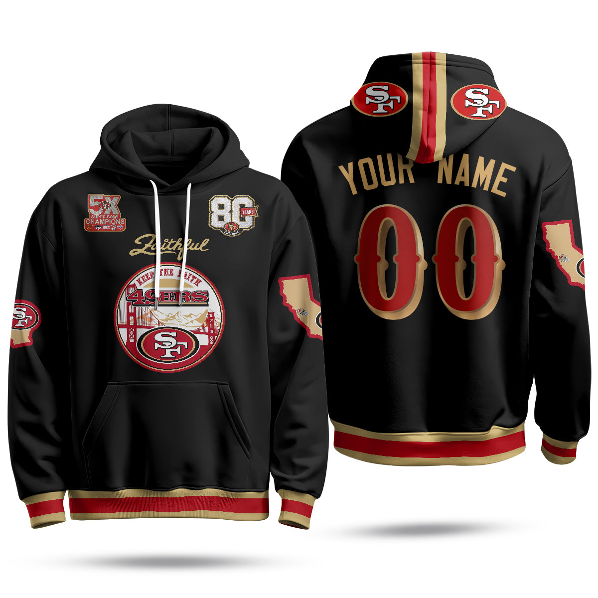 SF Faithful to The Bay Custom Hoodie - Stitched