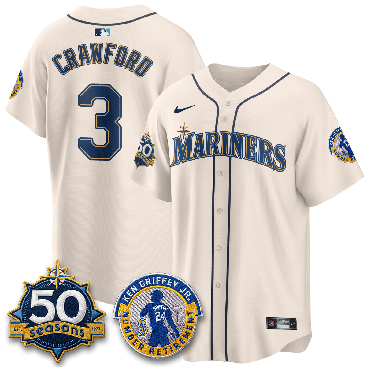 SEA Ken Griffey Jr. Patch Vapor Premier Limited Jersey - Stitched