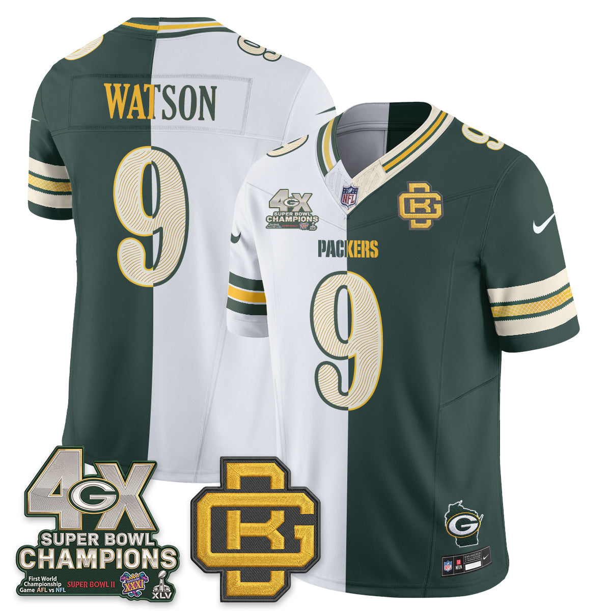 GB Rivalries Split Edition Vapor Jersey - Stitched
