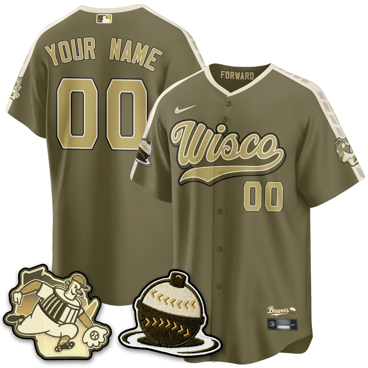 MIL New Era Olive 2026 Armed Forces Day Custom Jersey - Stitched