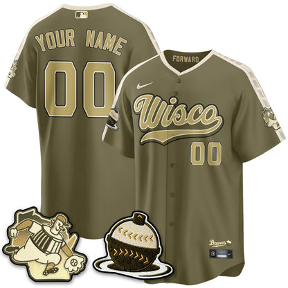 MIL New Era Olive 2026 Armed Forces Day Custom Jersey - Stitched
