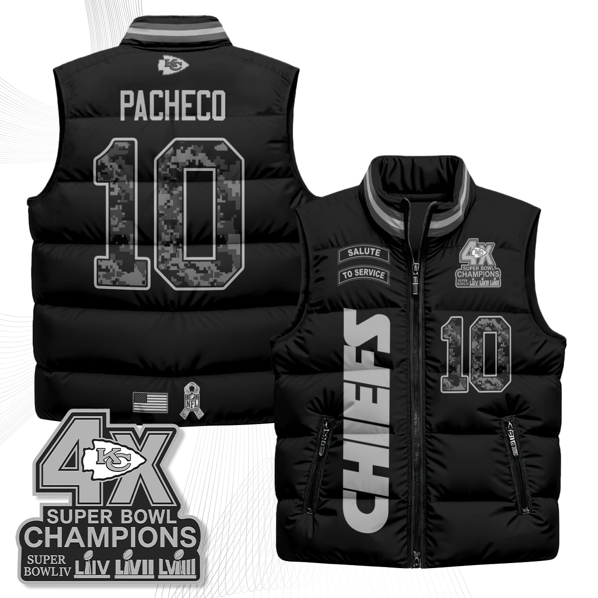 KC 2026 Salute to Service Puffer Vest - Printed