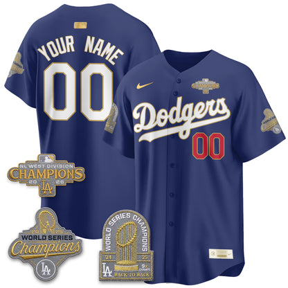 LAD 2026 NL West Champs Gold Vapor Custom Jersey- Stitched