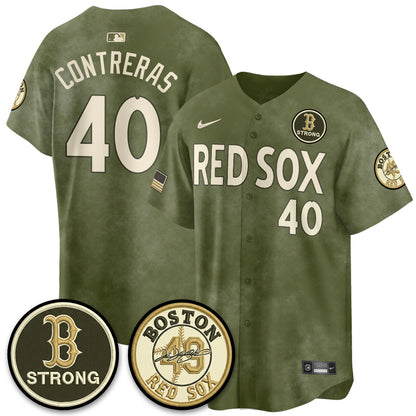 BOS New Era Olive 2026 Armed Forces Day Jersey - Stitched