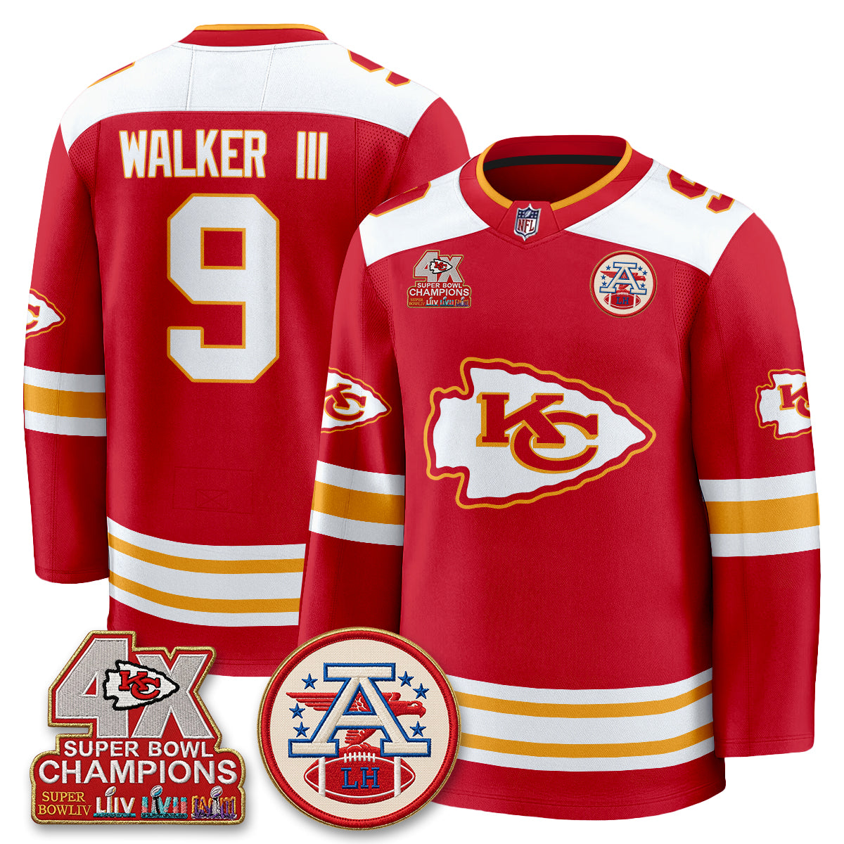 KC 4X Champs Edition Hockey Jersey - Stitched