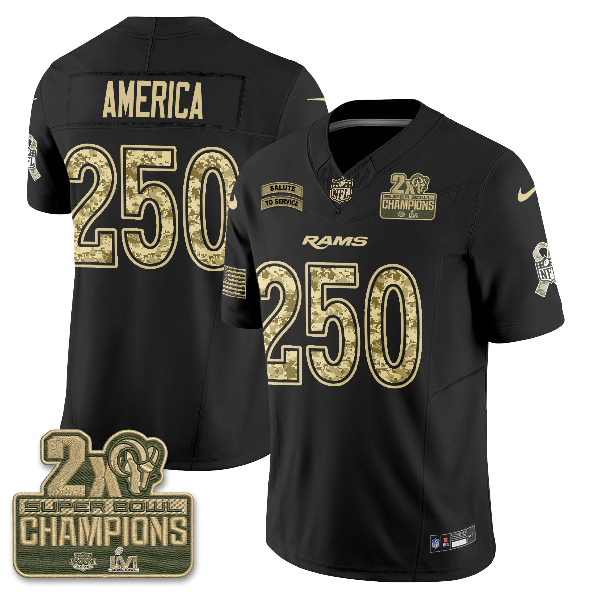 Los Angeles Rams 2026 Salute To Service Vapor Jersey V2- Stitched
