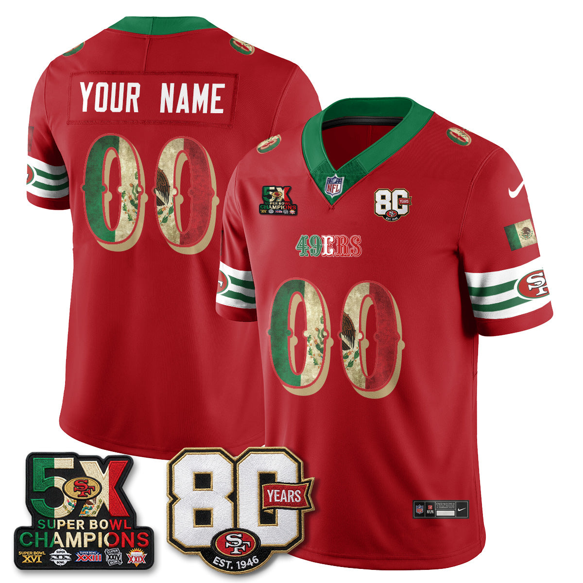 SF Mexican Edition Vapor Custom Jersey - Stitched