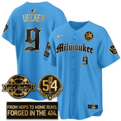 MIL Bob Uecker Patch Vapor Premier Limited Jersey - Gothic Edition - Stitched