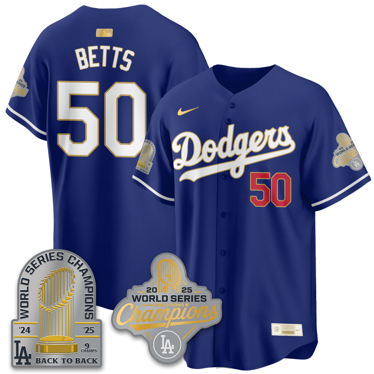 LAD Gold Collection Stadium Vapor Limited Jersey - 9x Champs - Stitched
