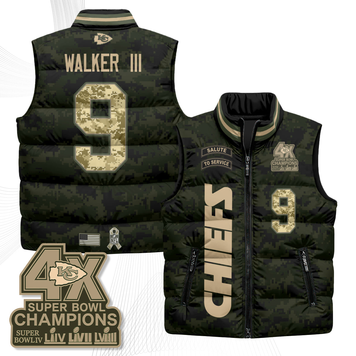 KC 2026 Salute to Service Puffer Vest - Printed
