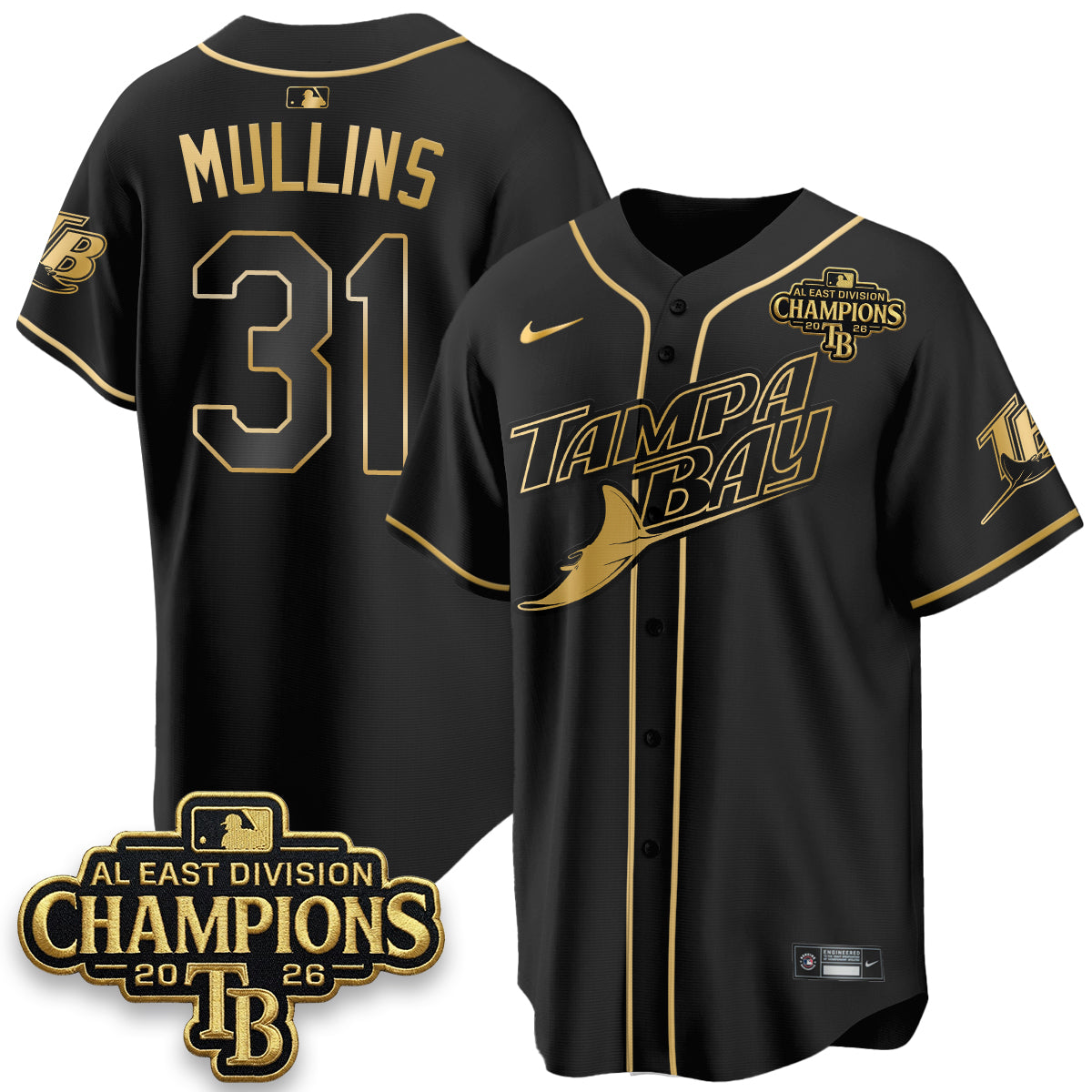 Tampa Bay Rays 2026 AL East Champs Gold Edition Vapor Jersey - Stitched
