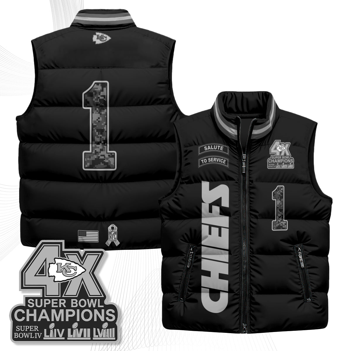 KC 2026 Salute to Service Puffer Vest - Printed