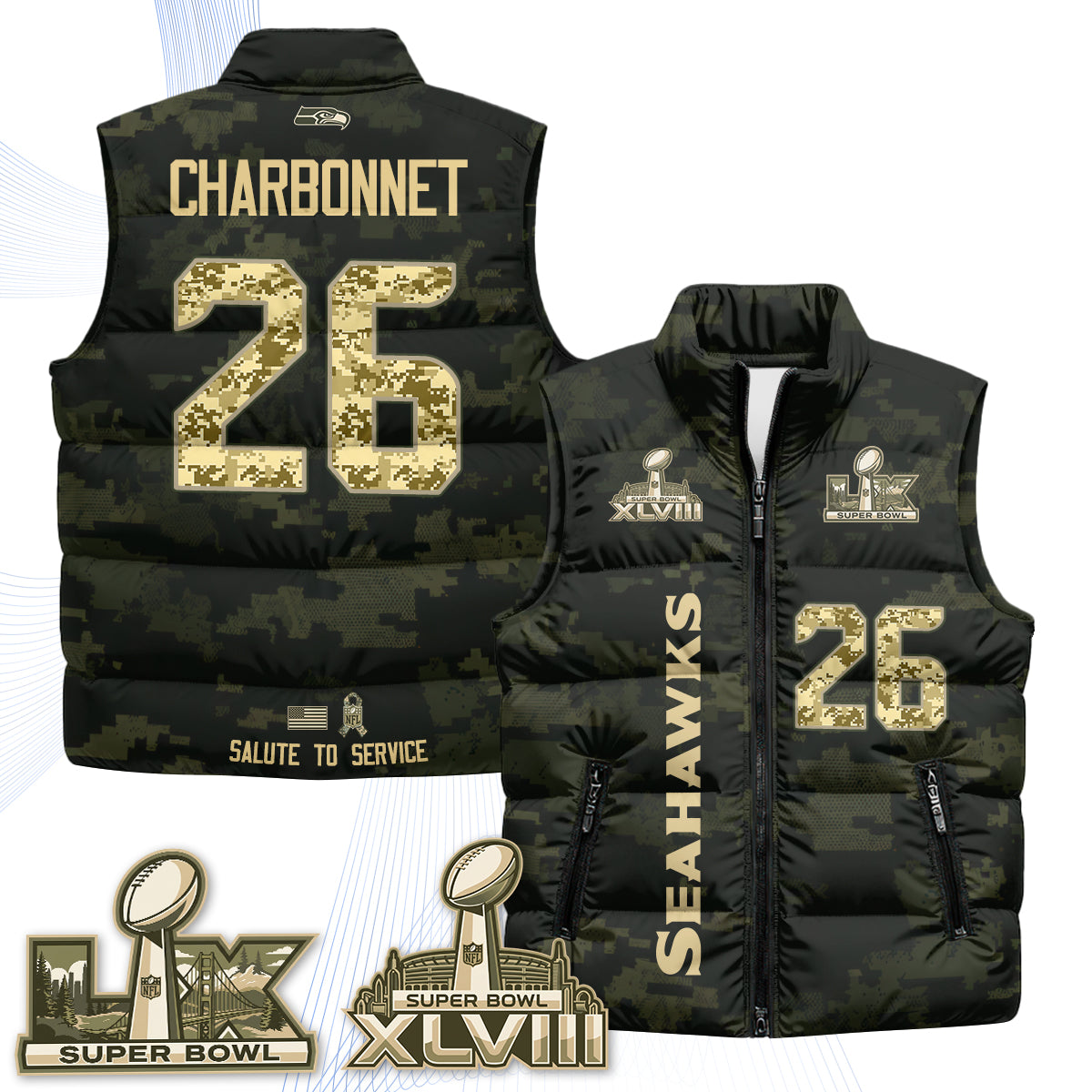 SEA 2026 Salute to Service Puffer Vest - Printed