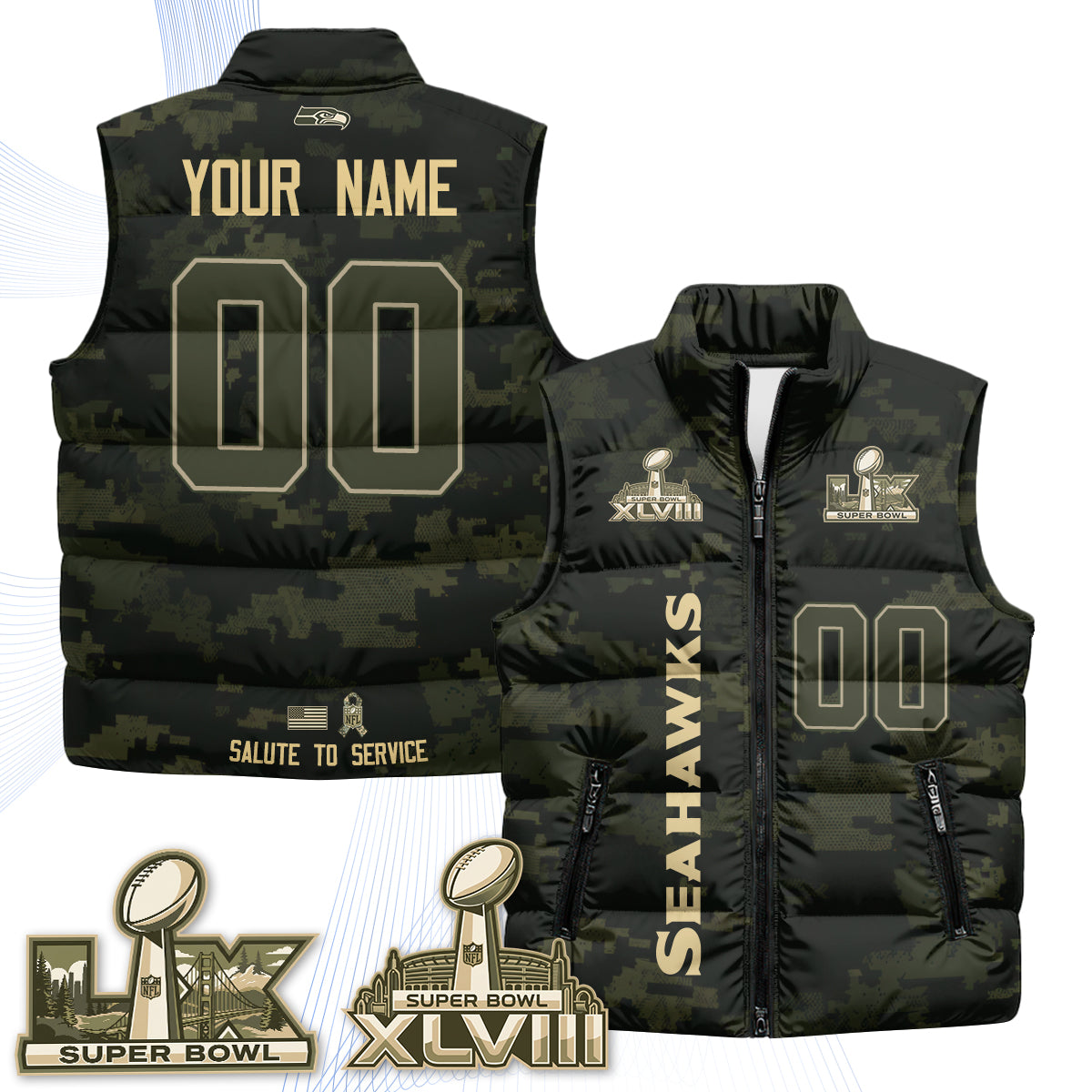 SEA 2026 Salute to Service Custom Puffer Vest - Printed