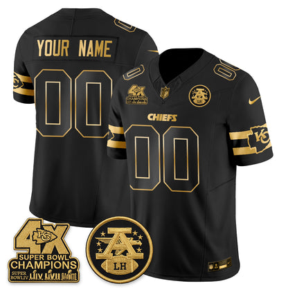 KC 4X Champs Gold Edition Vapor Custom Jersey - Stitched