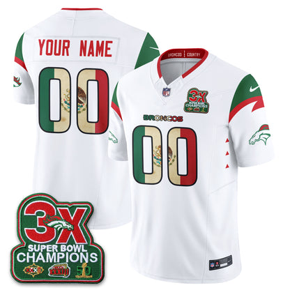 Denver Broncos Mexico Edition Vapor Custom Jersey - Stitched