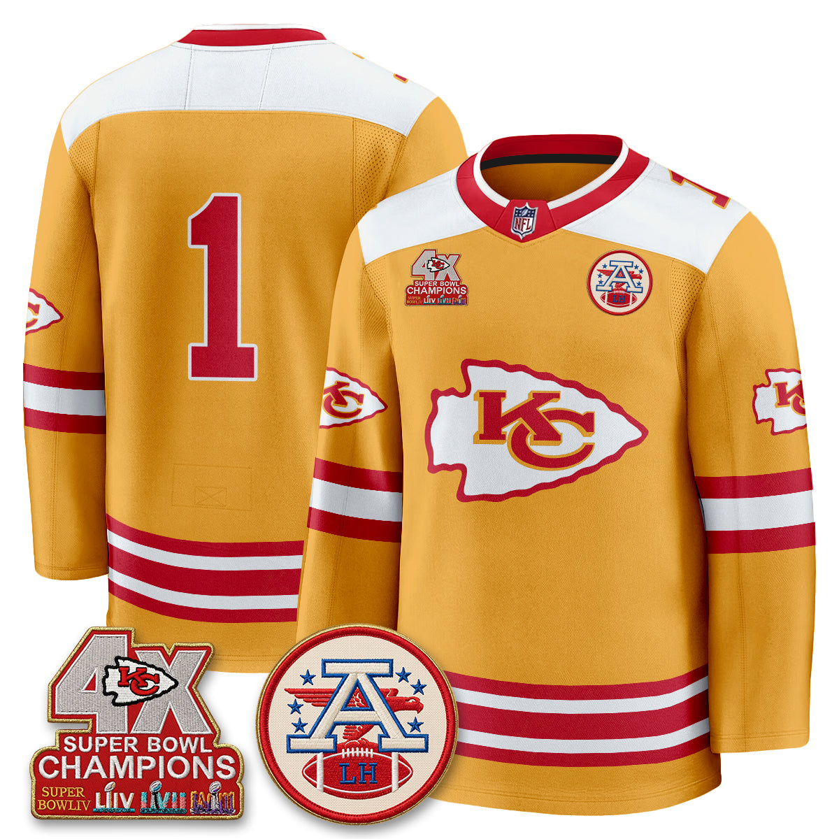 KC 4X Champs Edition Hockey Jersey - Stitched