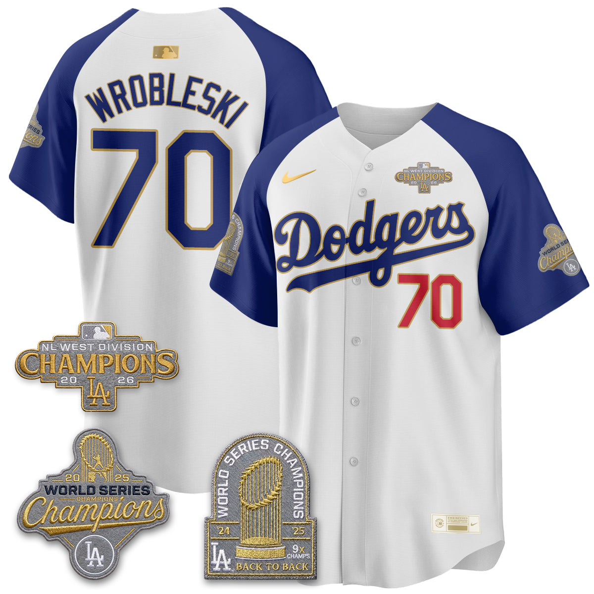 LAD 2026 NL West Champs Gold Vapor Jersey- Stitched