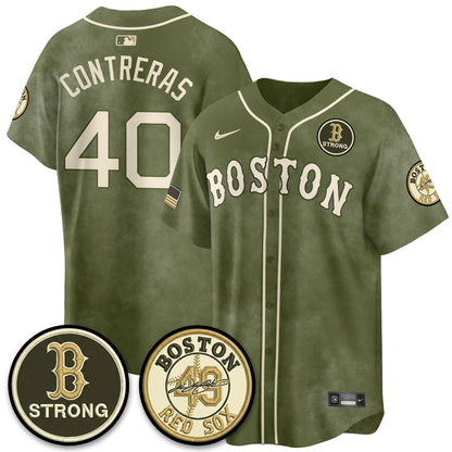 BOS New Era Olive 2026 Armed Forces Day Jersey - Stitched