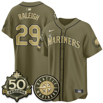 SEA New Era Olive 2026 Armed Forces Day Jersey - Stitched