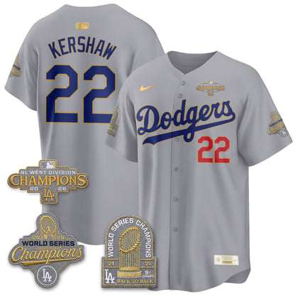 LAD 2026 NL West Champs Gold Vapor Jersey- Stitched