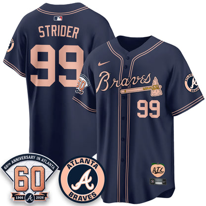 ATL 60th Anniversary Peach Edition Vapor Premier Limited Jersey - Stitched